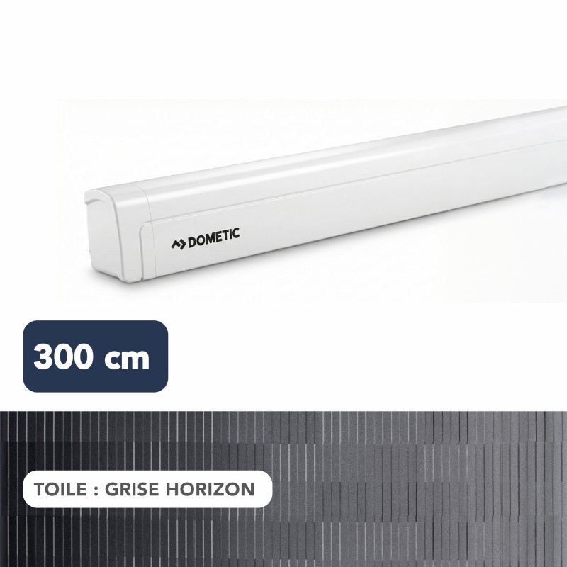 STORE PW1100-3M-BOITIER BLANC- TOILE HORIZON GRIS