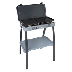 RECHAUD A GAZ DOUBLE AVEC PIEDS DEVIL KOOKMASTER 30mBAR NOIR GRIS BRUNNER