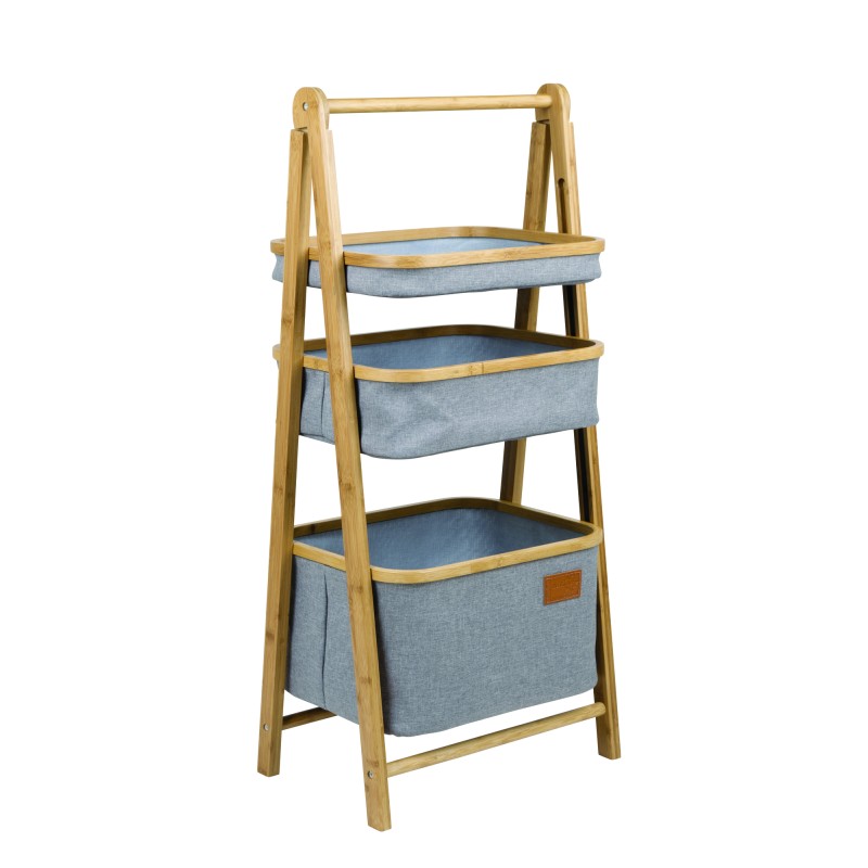 ETAGERE PLIABLE AVEC PANIERS VINTAGE BAMBOU