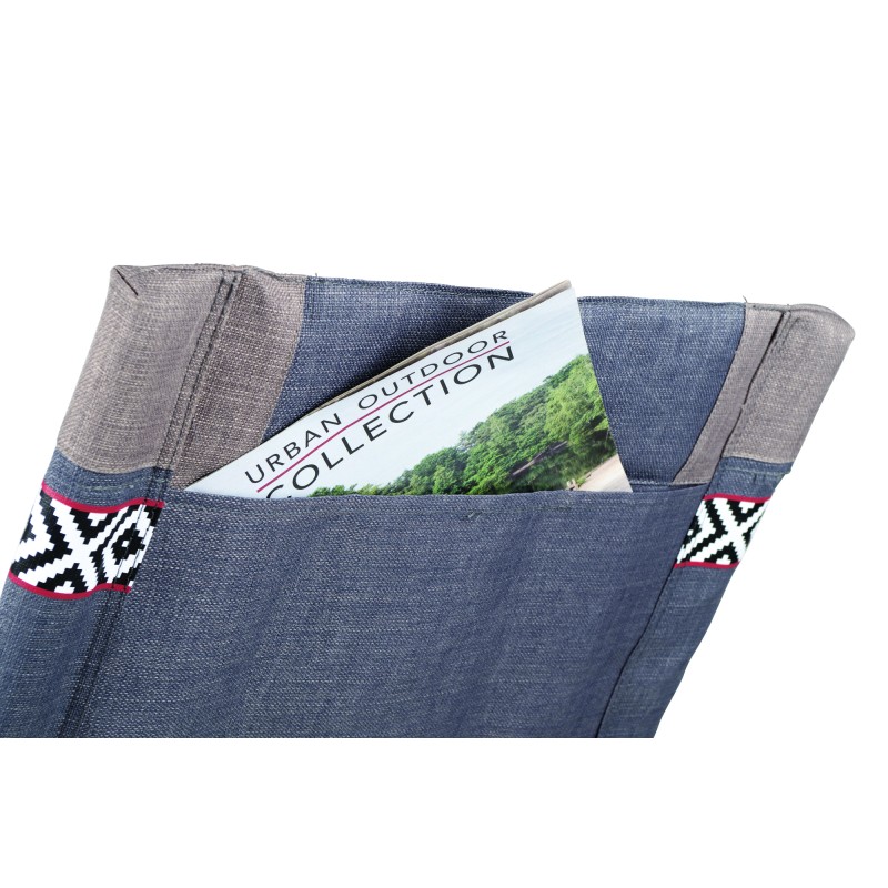 FAUTEUIL ALU,  BOIS ET TOILE VINTAGE