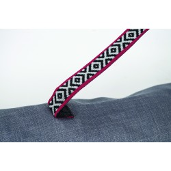 FAUTEUIL ALU,  BOIS ET TOILE VINTAGE