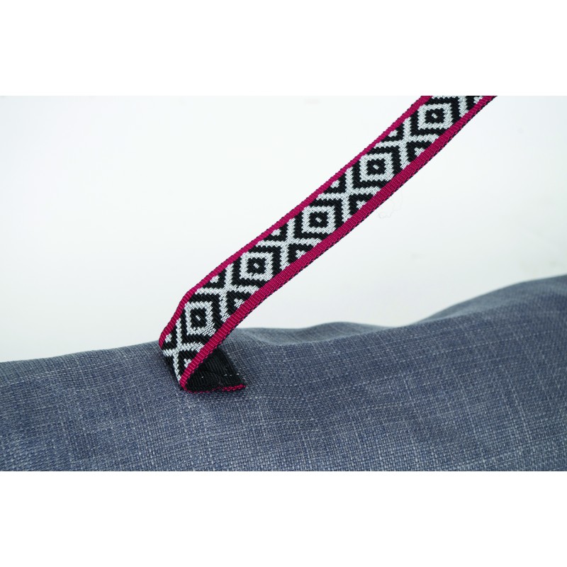 FAUTEUIL ALU,  BOIS ET TOILE VINTAGE