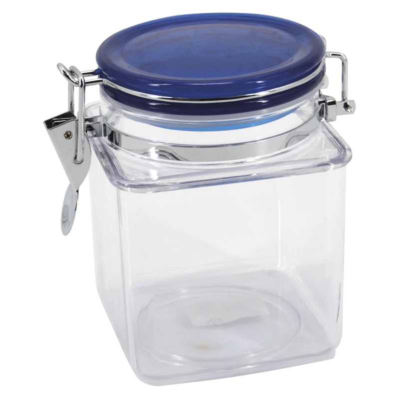 POT HERMETIQUE CARRE COUVERCLE BLEU 1L
