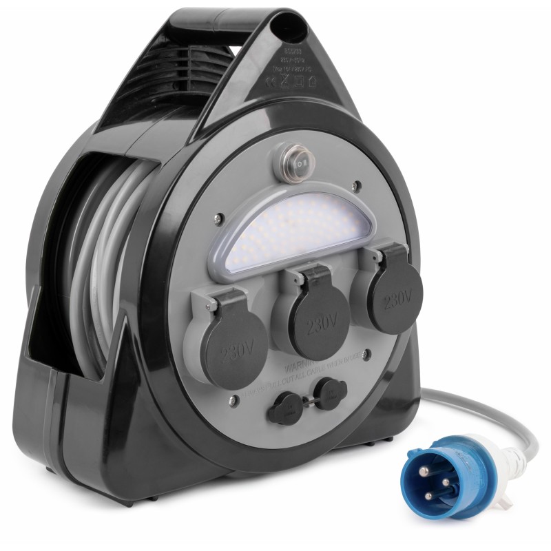 RALLONGE 15 M AVEC ENROULEUR LAMPE USB PRISES ONBORAD - BRUNNER