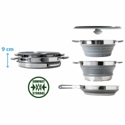 SET CUISINE PLIABLE VOLCANO FOLD-AWAY 4 PIECES SILICONE ET ACIER BRUNNER