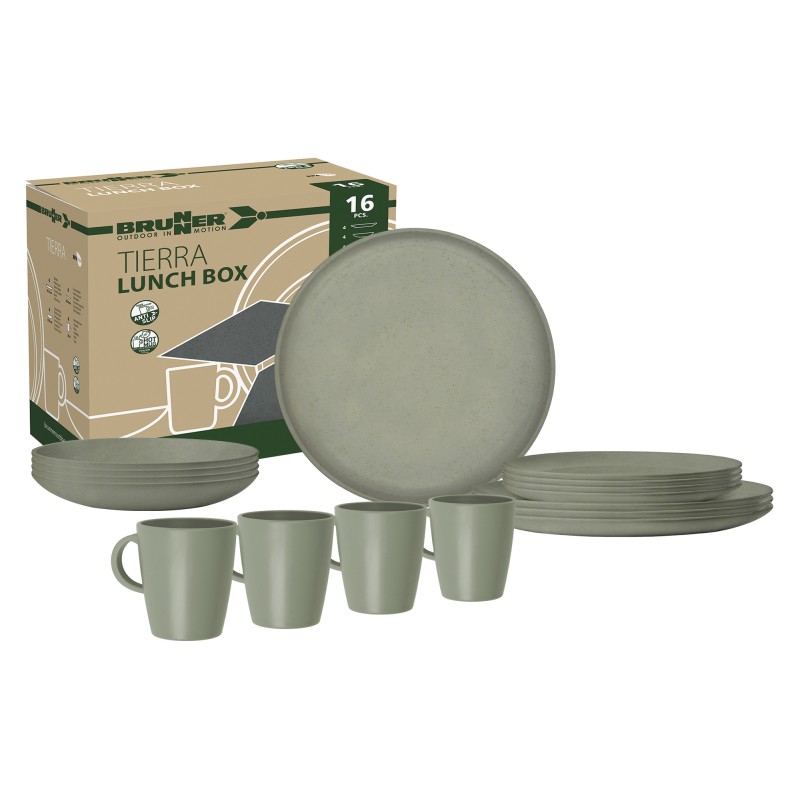 PACK VAISSELLE ECOLOGIQUE LUNCH BOX TIERRA FOREST 16 PIECES BRUNNER