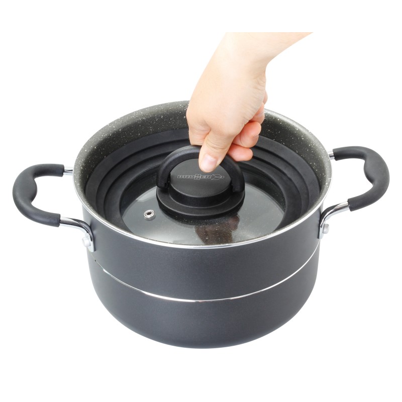 COUVERCLE UNIVERSEL EN VERRE ET SILICONE COVERY TRIO BRUNNER