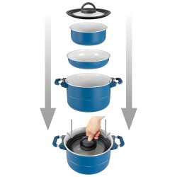 POPOTE CAREZZA MAGNET Ø 22 CM BLEU 7 PIECES BRUNNER