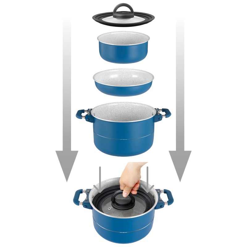 POPOTE CAREZZA MAGNET Ø 22 CM BLEU 7 PIECES BRUNNER