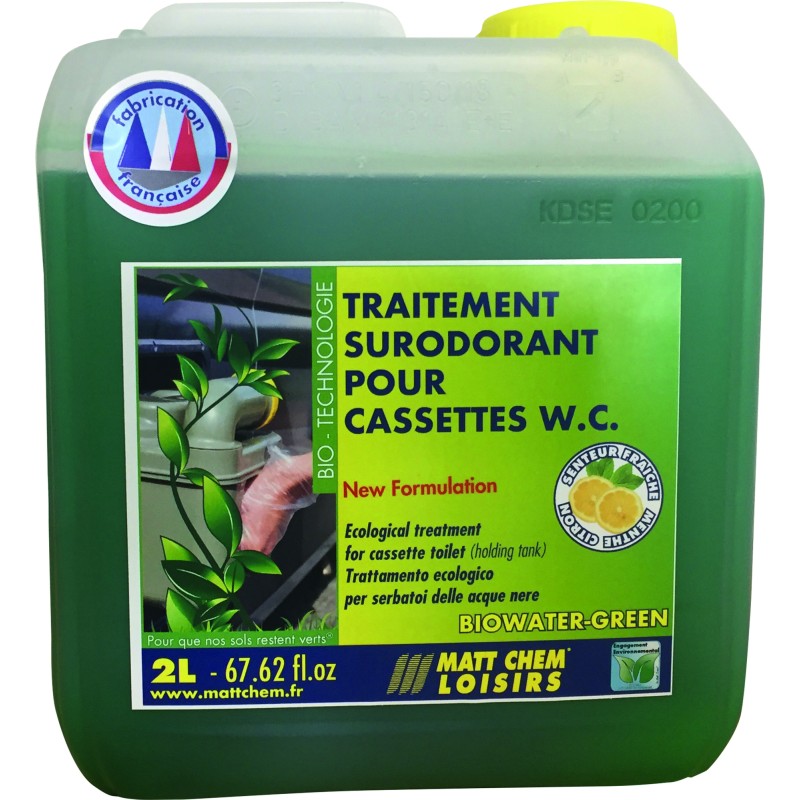 TRAITEMENT SURODORANT POUR CASSETTE WC 2L BIOWATER GREEN - MATT CHEM
