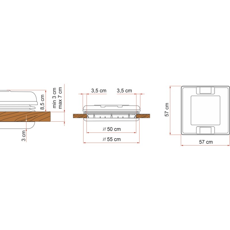 LANTERNEAU FIAMMA VENT 50 x 50 cm