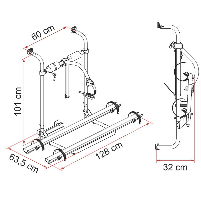 PORTE VELO CARAVAN HOBBY  EMBOUTS NOIRS