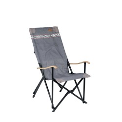 FAUTEUIL ALU, BOIS ET TOILE VINTAGE