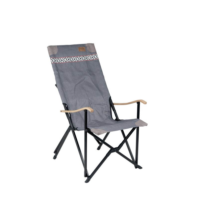 FAUTEUIL ALU, BOIS ET TOILE VINTAGE