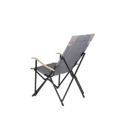 FAUTEUIL ALU, BOIS ET TOILE VINTAGE