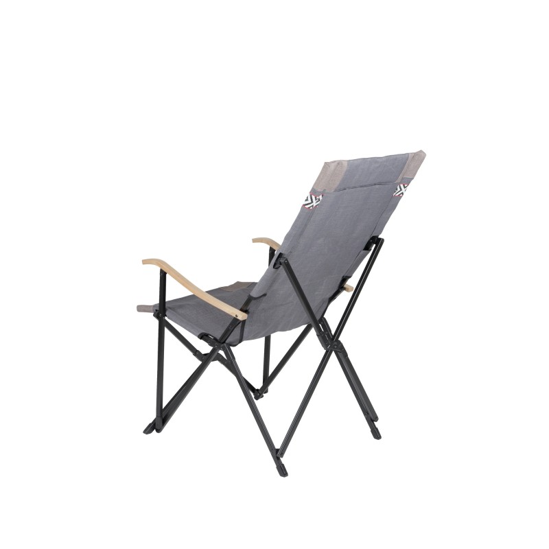 FAUTEUIL ALU, BOIS ET TOILE VINTAGE
