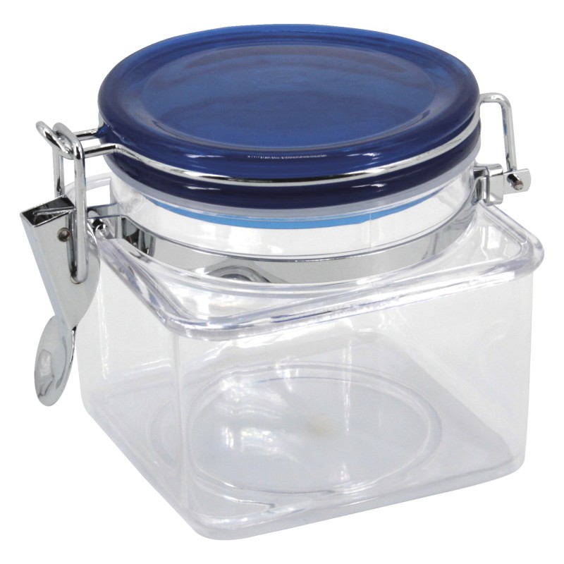 POT HERMETIQUE CARRE COUVERCLE BLEU 0,8L