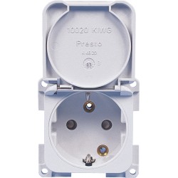 PRISE 220V BLANC SCHUKO AVEC COUVERCLE