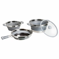 SET CUISINE PLIABLE VOLCANO FOLD-AWAY 4 PIECES SILICONE ET ACIER BRUNNER