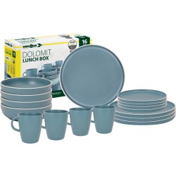 PACK VAISSELLE LUNCH BOX DOLOMIT BLEU 16 PIECES STONE TOUCH ANTIGLISSE BRUNNER