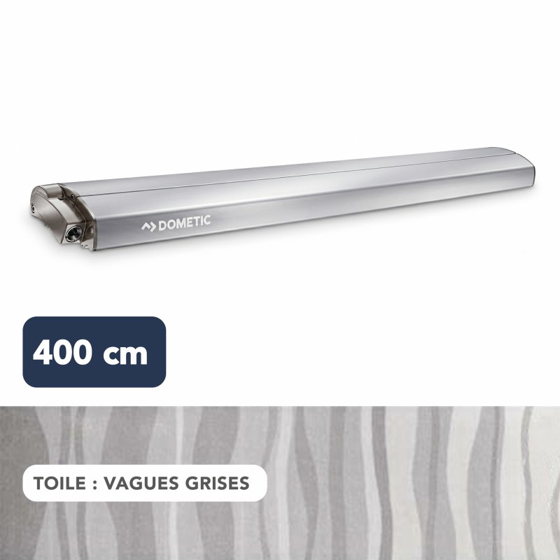 STORE PR2000 4 X 2,50 M BOITIER ANODISÉ + TOILE GRISE - DOMETIC
