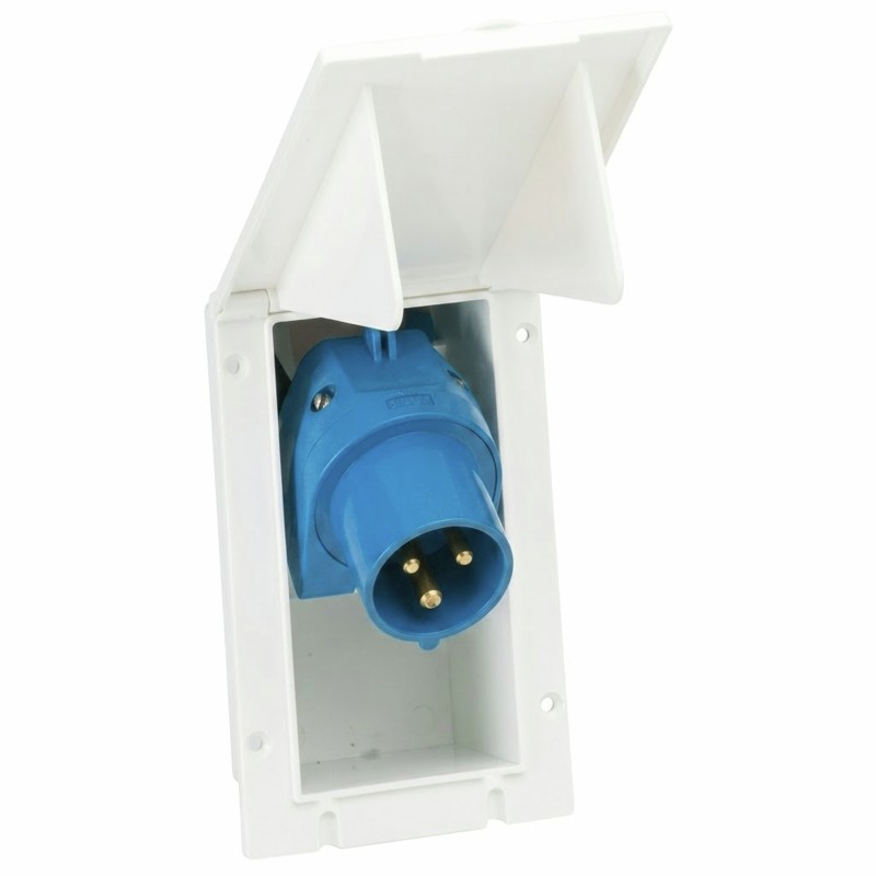 SOCLE ENCASTRABLE P17 16A AVEC FICHE PIVOTANTE BLANCHE