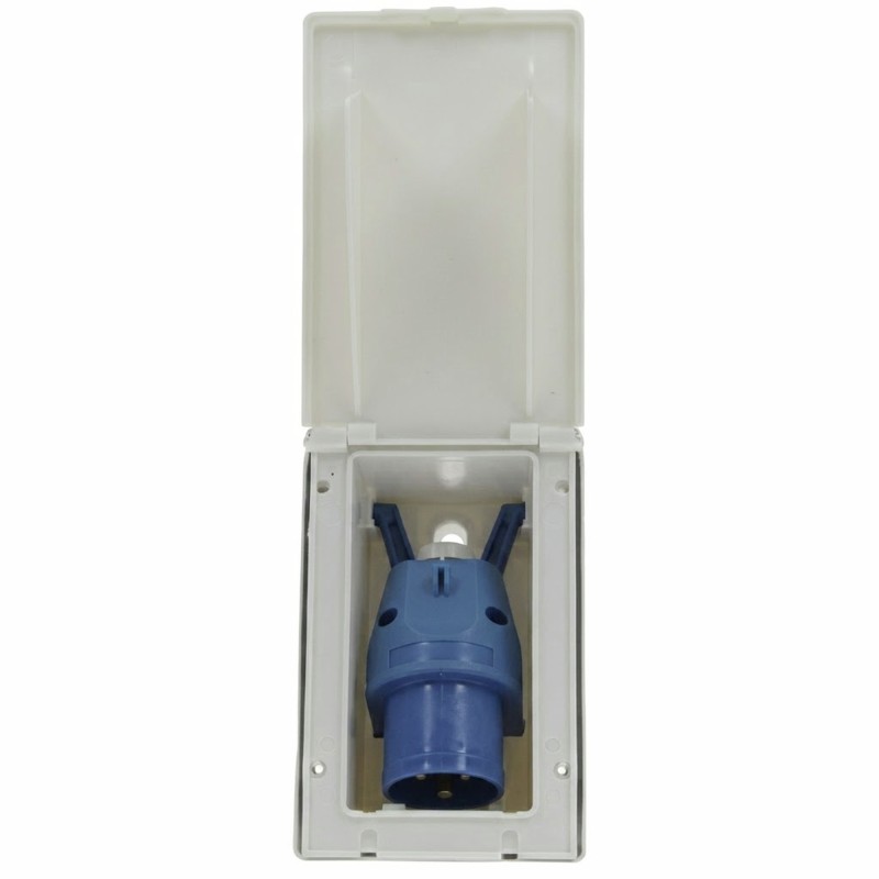 SOCLE ENCASTRABLE P17 16A AVEC FICHE PIVOTANTE BLANCHE