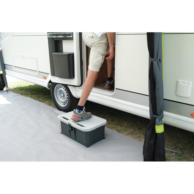 MARCHEPIED COFFRE ETANCHE AVEC ECLAIRAGE BOXSTEP GRIS BRUNNER