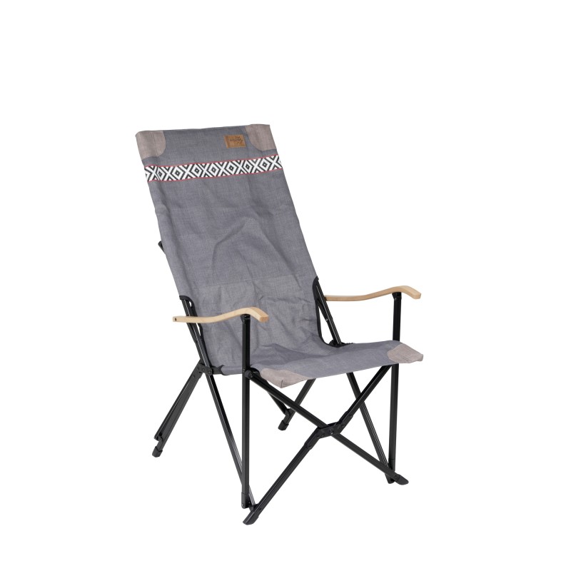 FAUTEUIL ALU, BOIS ET TOILE VINTAGE