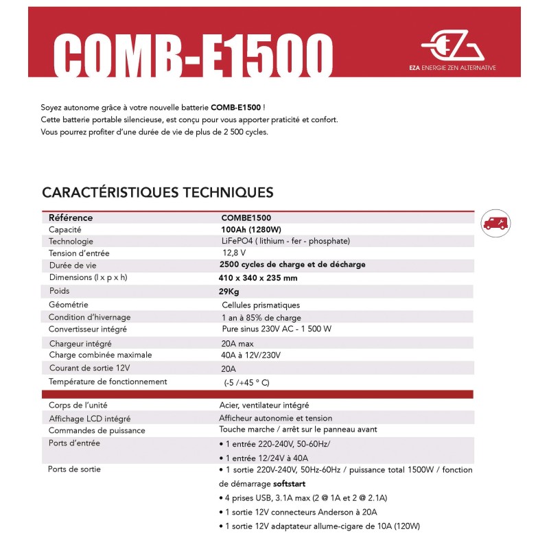 CENTRALE D'ENERGIE EZA COMB-E1500