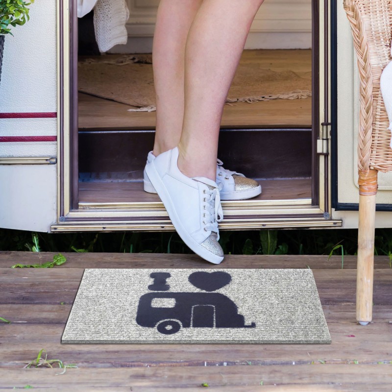 TAPIS D'ENTREE HELLO CARAVAN 25 X 50 CM GRIS BRUNNER