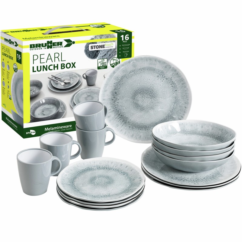 PACK VAISSELLE PEARL MELAMINE ANTIGLISSE BRUNNER