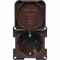 PRISE 220V MARRON SCHUKO AVEC COUVERCLE