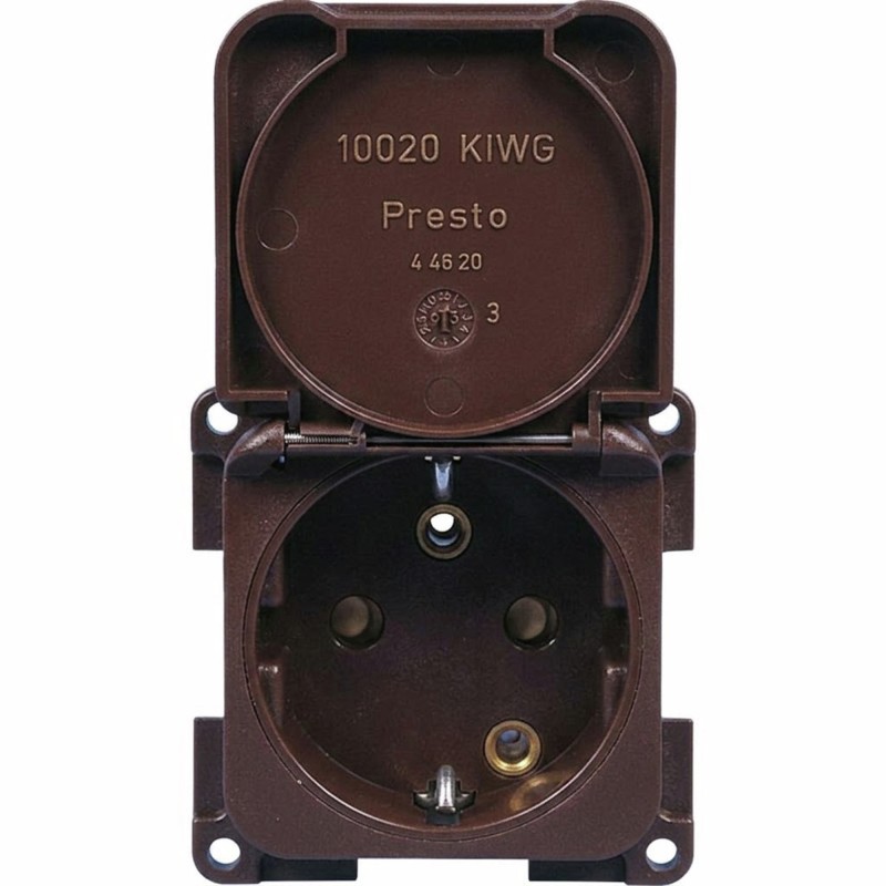 PRISE 220V MARRON SCHUKO AVEC COUVERCLE