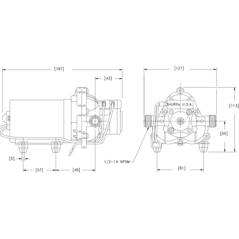 POMPE SHURFLO 7L/MN - 12V - 20 PSI