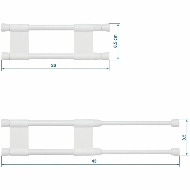 BARRE DOUBLE ANTI-CHUTE EXTENSIBLE 26-43 CM