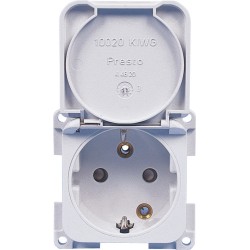 PRISE 220V BLANC SCHUKO AVEC COUVERCLE