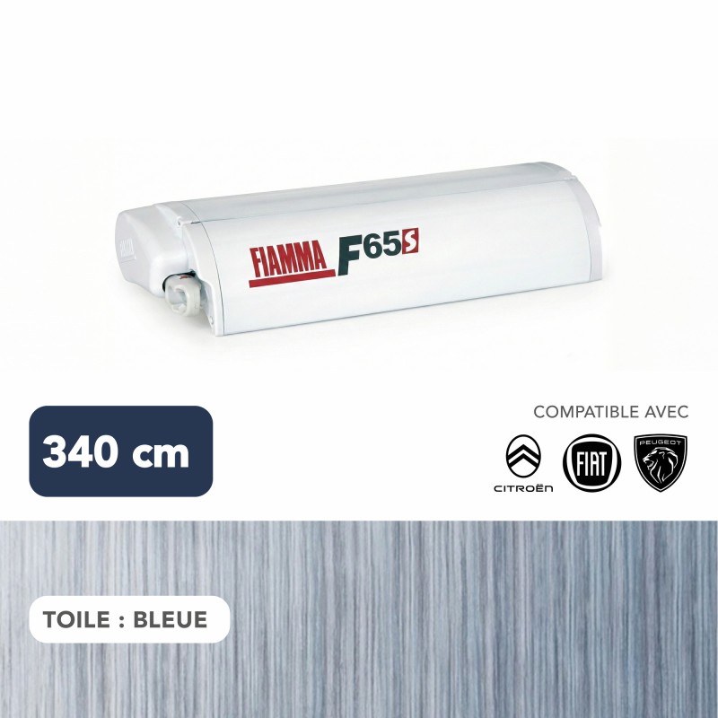 STORE F65S BOITIER BLANC TOILE BLEUE 3,40 X 2,50 - FIAMMA