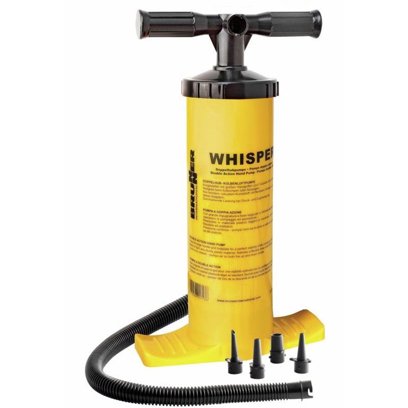POMPE DE GONFLAGE MANUELLE WHISPER AVEC 4 EMBOUTS BRUNNER