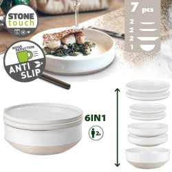 PACK VAISSELLE 6 IN 1 ODETTE BLANC 7 PIECES STONE TOUCH ANTIGLISSE BRUNNER