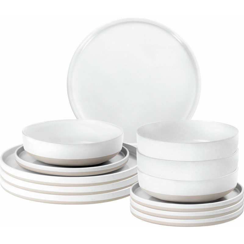 PACK VAISSELLE MIDDAY ODETTE BLANC 12 PIECES STONE TOUCH ANTIGLISSE BRUNNER