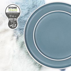 PACK VAISSELLE ALL INCLUSIVE DANS BOX DOLOMIT BLEU 36 PIECES STONE TOUCH ANTIGLISSE BRUNNER