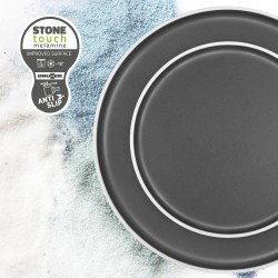 PACK VAISSELLE TETE A TETE DOLOMIT GRIS 8 PIECES STONE TOUCH ANTIGLISSE BRUNNER