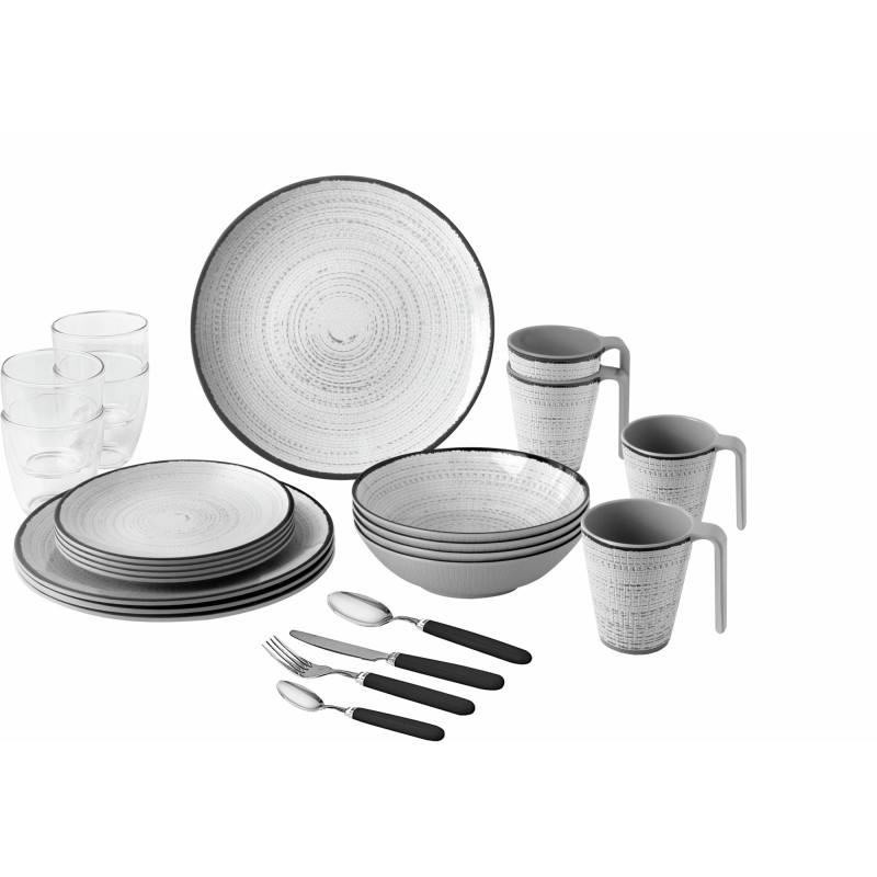 PACK VAISSELLE ALL INCLUSIVE DANS BOX TIVOLI 36 PIECES MELAMINE ANTIGLISSE BRUNNER