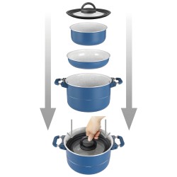 POPOTE CAREZZA MAGNET Ø 20 CM BLEU 7 PIECES BRUNNER