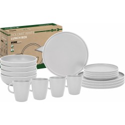 PACK VAISSELLE LUNCH BOX DOLOMIT BLANC 16 PIECES STONE TOUCH ANTIGLISSE BRUNNER