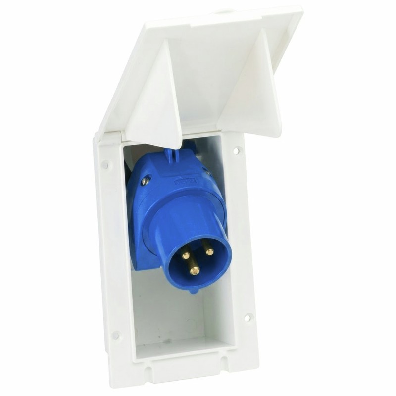SOCLE ENCASTRABLE P17 16A AVEC FICHE PIVOTANTE BLANCHE